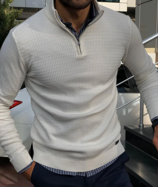 LEONARD - Elegante pullover met rits voor heren - Van Duinen Mode