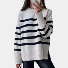 LIES- Relaxed Oversized Trui met Streepdesign